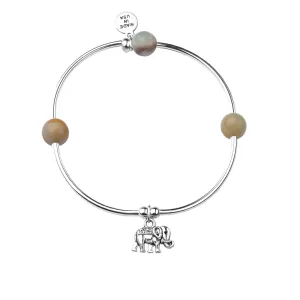 Elephant | Soft Bangle Charm Bracelet | Amazonite