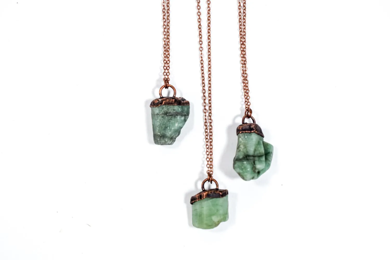 Emerald crystal necklace | Raw emerald necklace