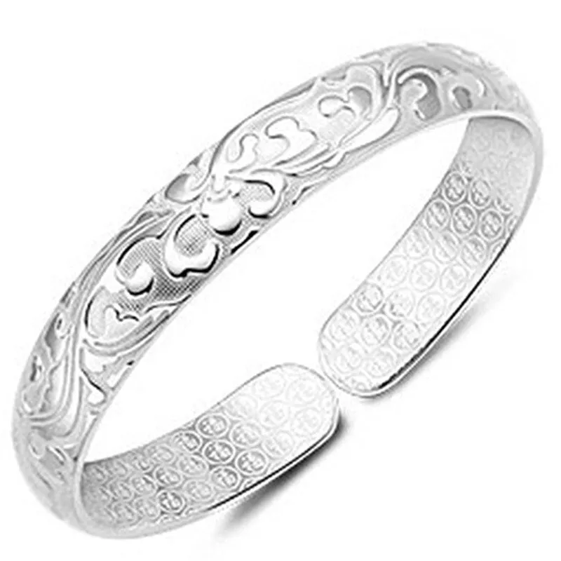 Exquisite wide fashion silver plated bracelet