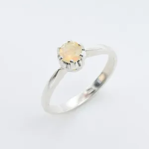 Fire Opal Ring - Opal Engagement Ring - Classic Round Ring