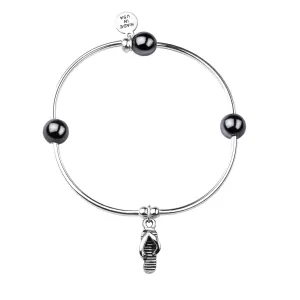 Flip Flop | Soft Bangle Charm Bracelet | Hematite