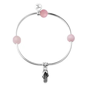 Flip Flop | Soft Bangle Charm Bracelet | Rose Quartz