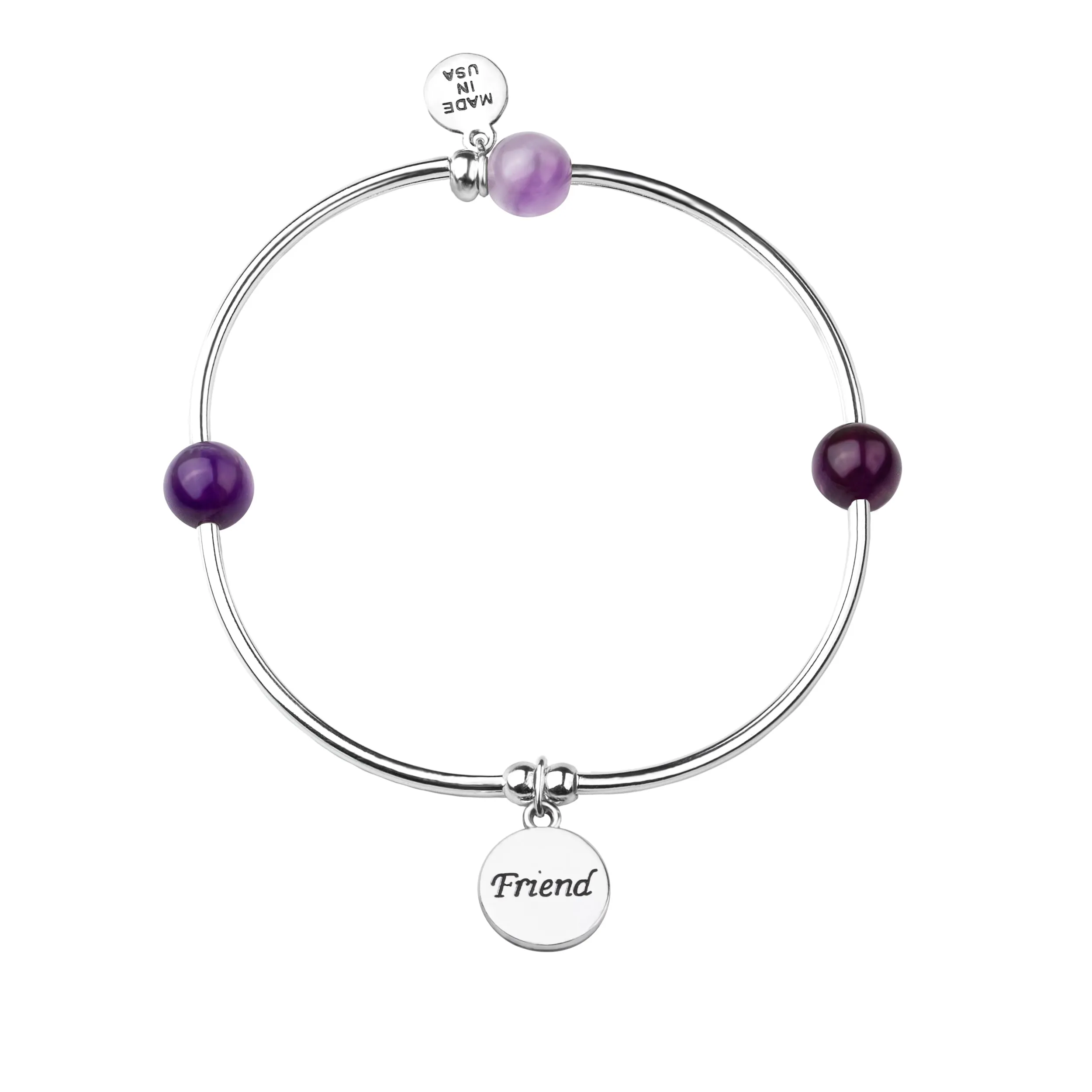 Friend | Soft Bangle Charm Bracelet | Amethyst