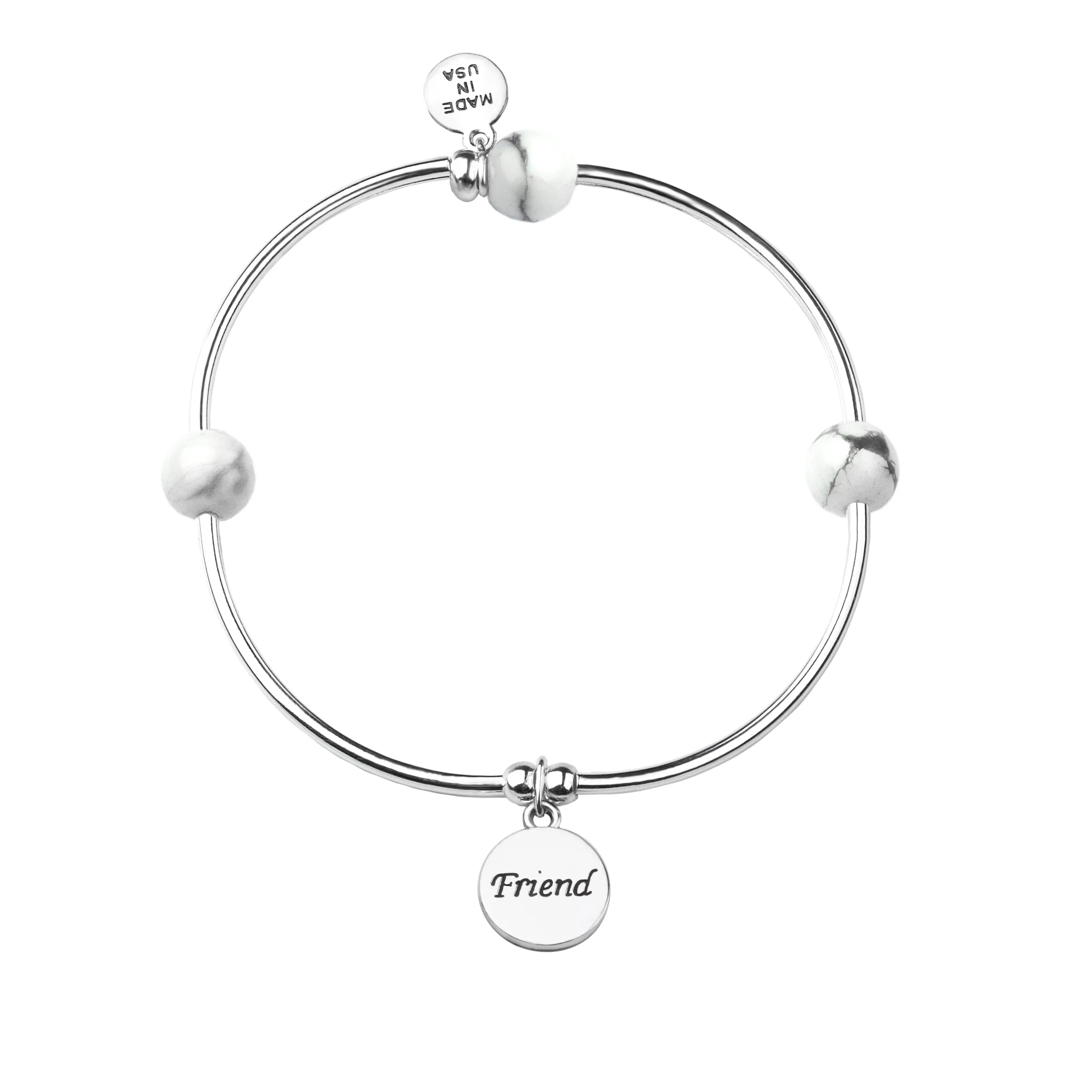 Friend | Soft Bangle Charm Bracelet | Howlite