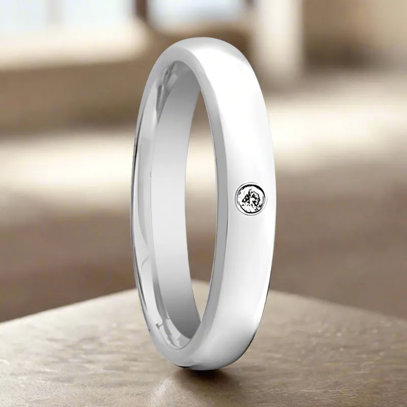 GALE | Womens Tungsten Ring, Diamond Setting, Domed