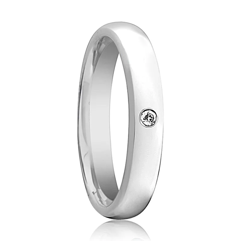 GALE | Womens Tungsten Ring, Diamond Setting, Domed