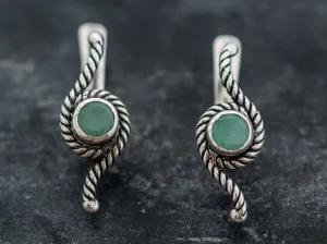 Genuine Emerald Earrings - Long Green Earrings - Rope Drop Earrings