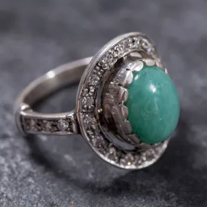 Genuine Emerald Ring - Green Vintage Ring - Large Statement Ring