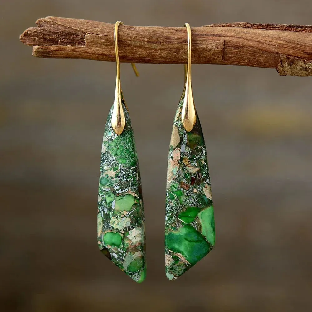 Geometric Jasper Branch Earrings Collection