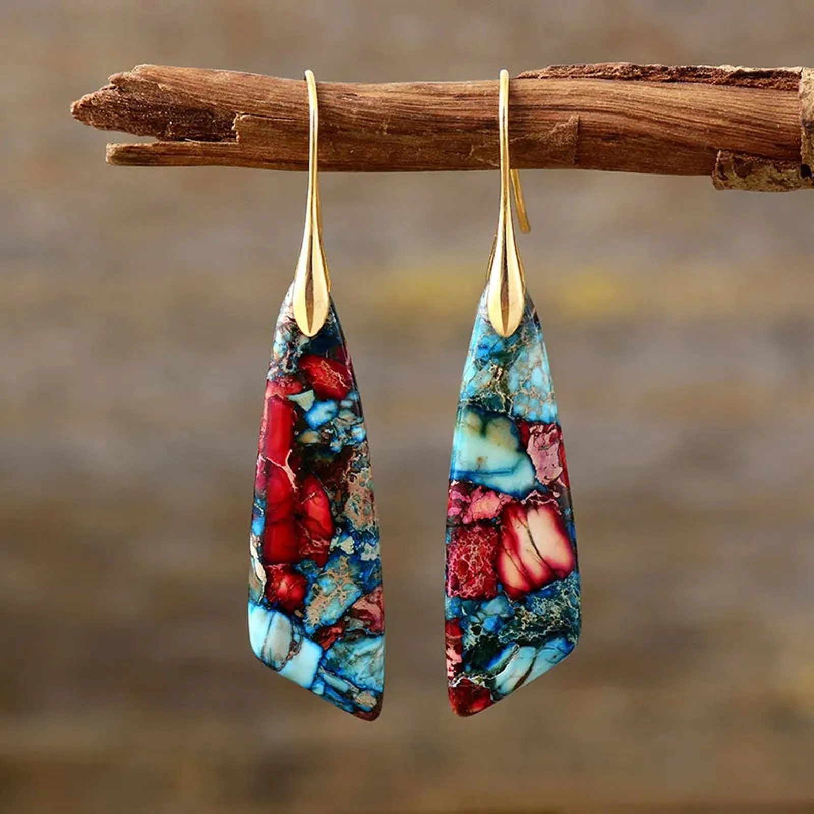 Geometric Jasper Branch Earrings Collection