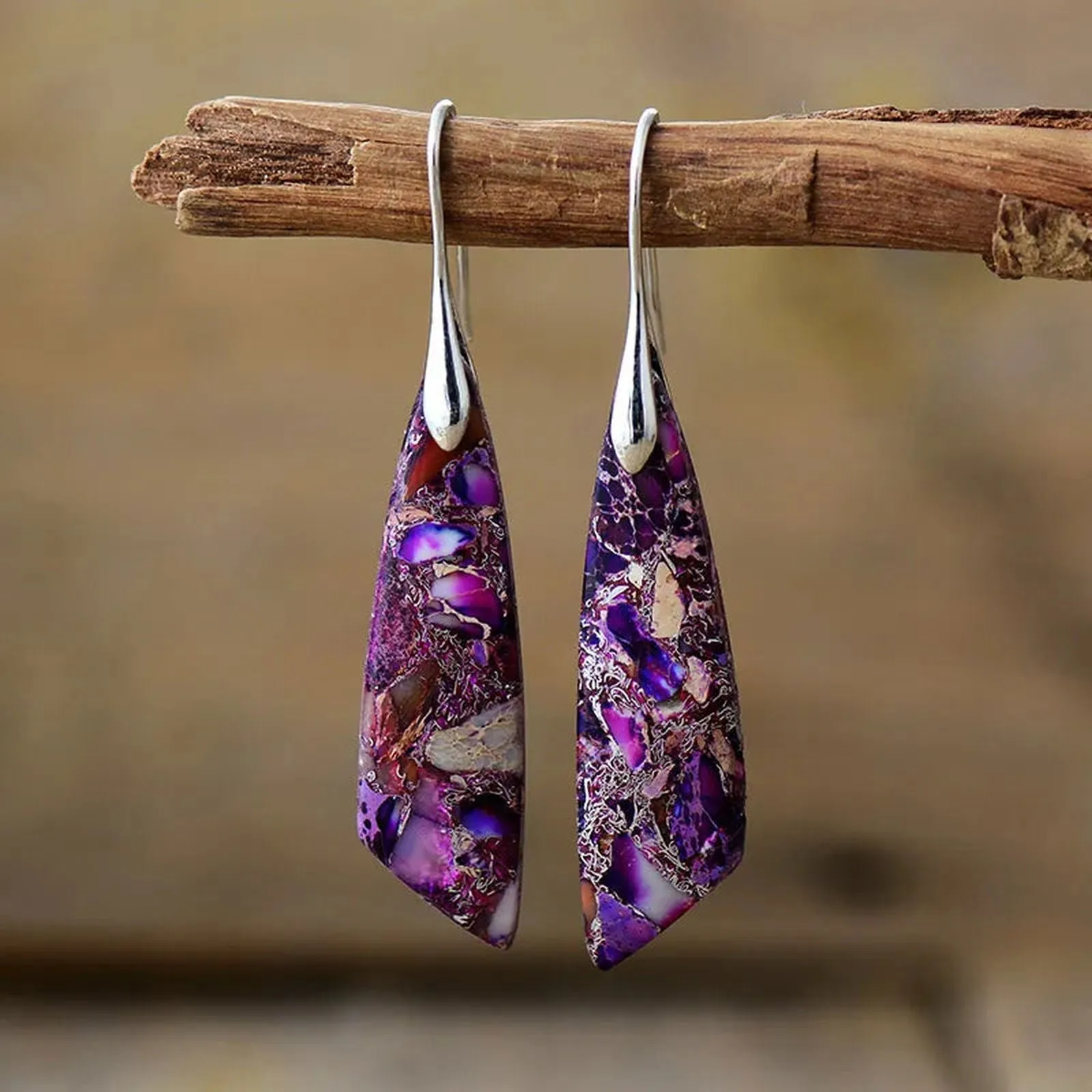 Geometric Jasper Branch Earrings Collection