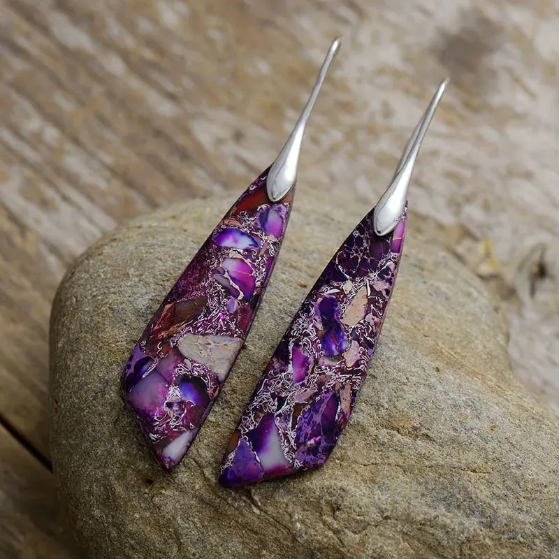 Geometric Jasper Branch Earrings Collection