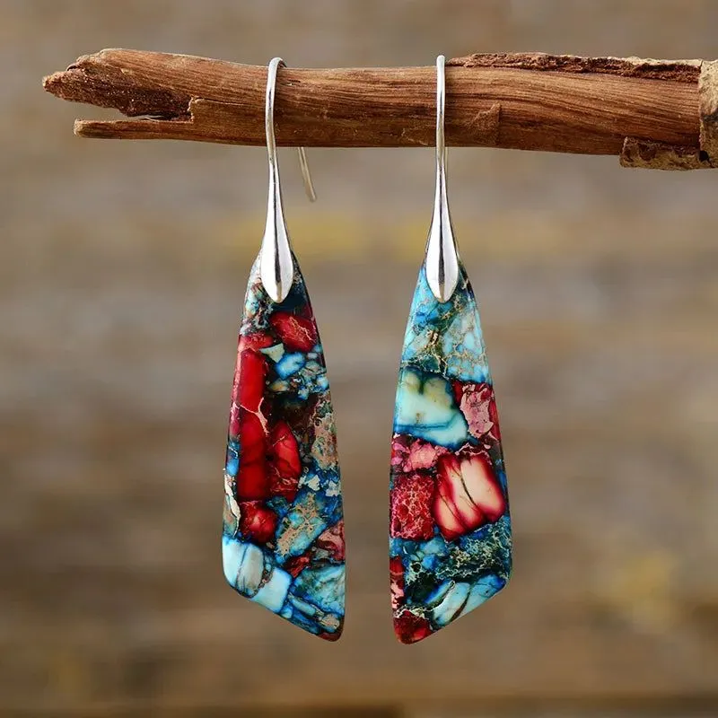 Geometric Jasper Branch Earrings Collection