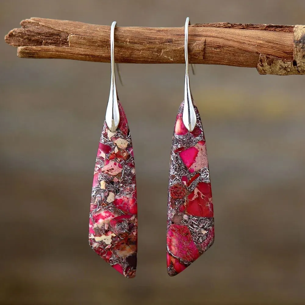 Geometric Jasper Branch Earrings Collection