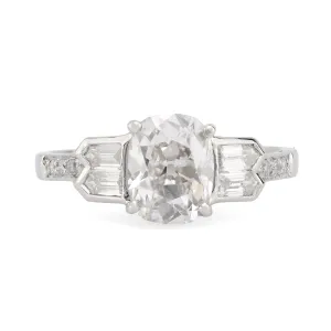 GIA 1.58 Carat Old Mine Diamond Platinum Engagement Ring