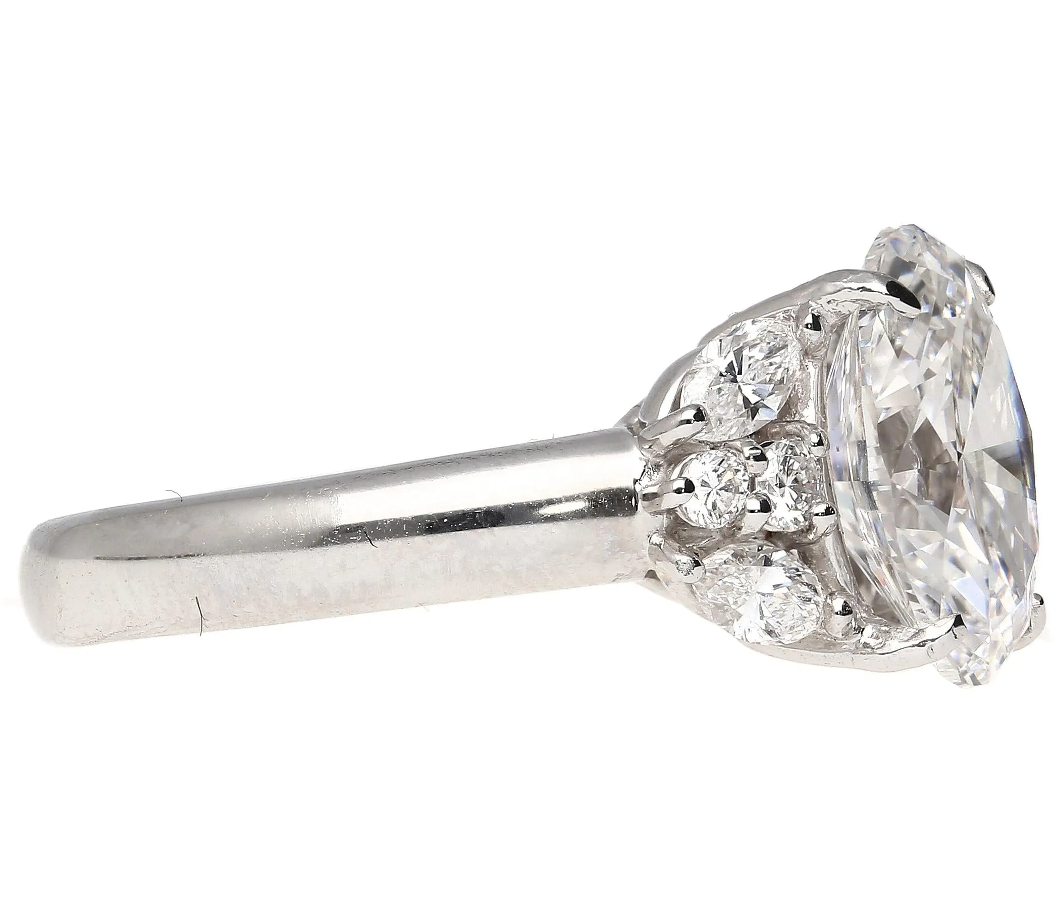 GIA Certified 3.23 Carat TW Oval Lab Grown Diamond Platinum Engagement Ring