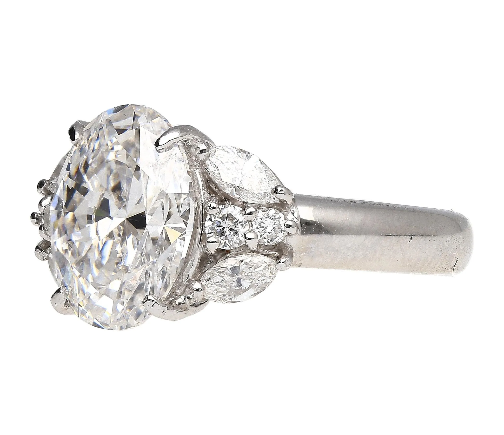 GIA Certified 3.23 Carat TW Oval Lab Grown Diamond Platinum Engagement Ring