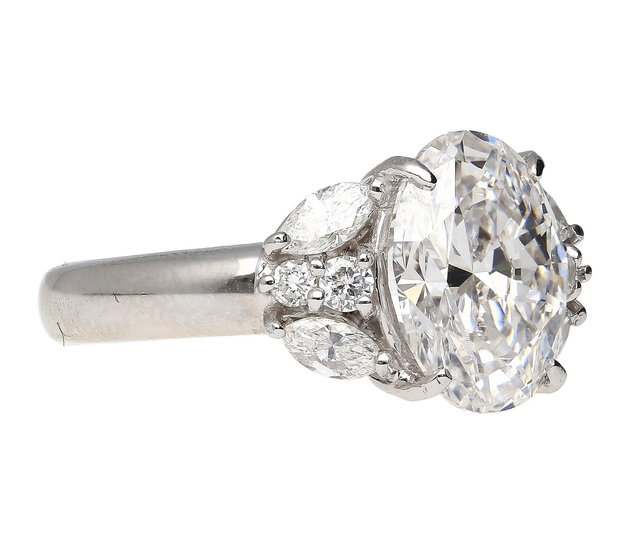 GIA Certified 3.23 Carat TW Oval Lab Grown Diamond Platinum Engagement Ring