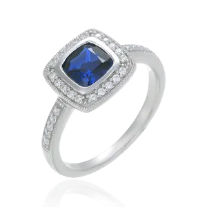 Glistening Cushion Cut Sapphire Ring