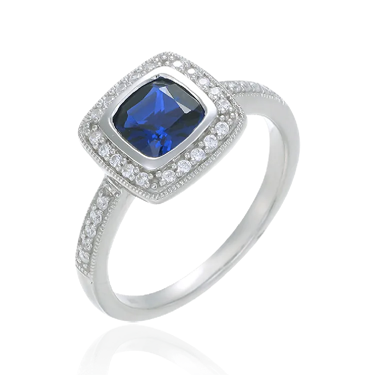 Glistening Cushion Cut Sapphire Ring