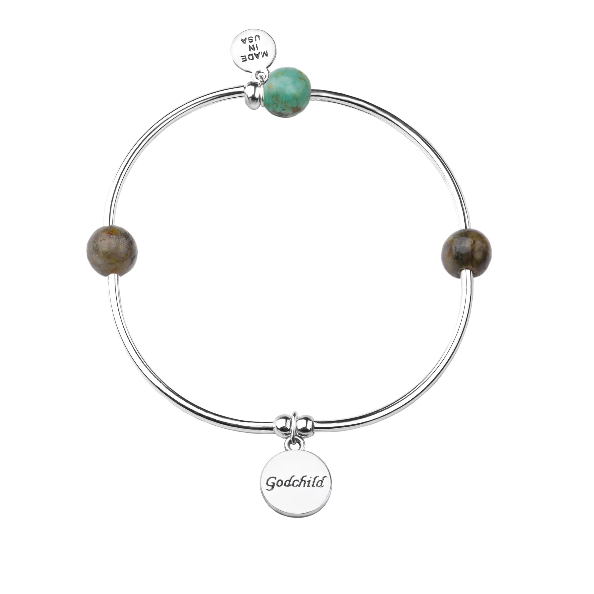 Godchild | Soft Bangle Charm Bracelet | African Turquoise