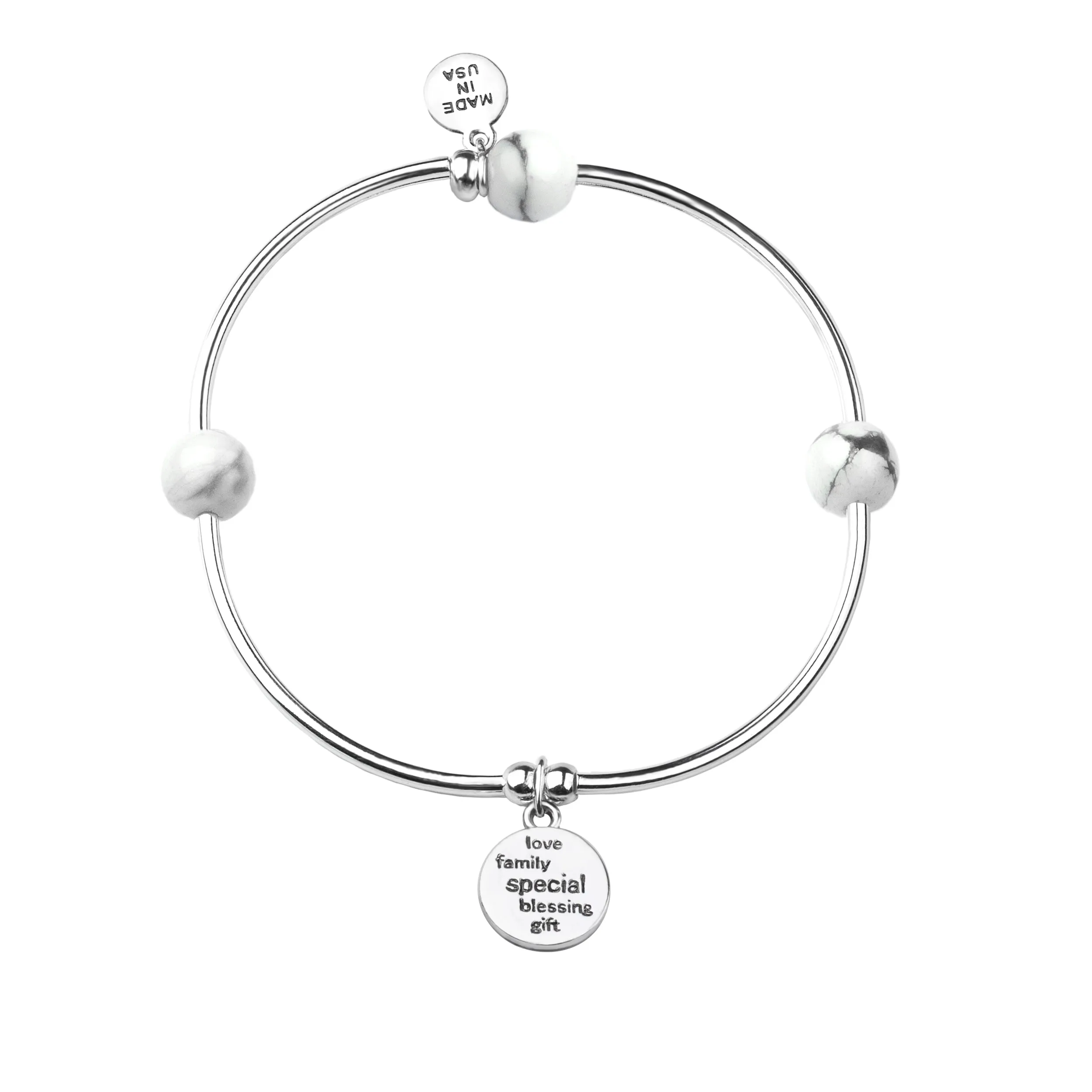 Godchild | Soft Bangle Charm Bracelet | Rose Quartz