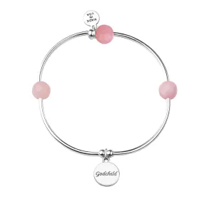 Godchild | Soft Bangle Charm Bracelet | Rose Quartz