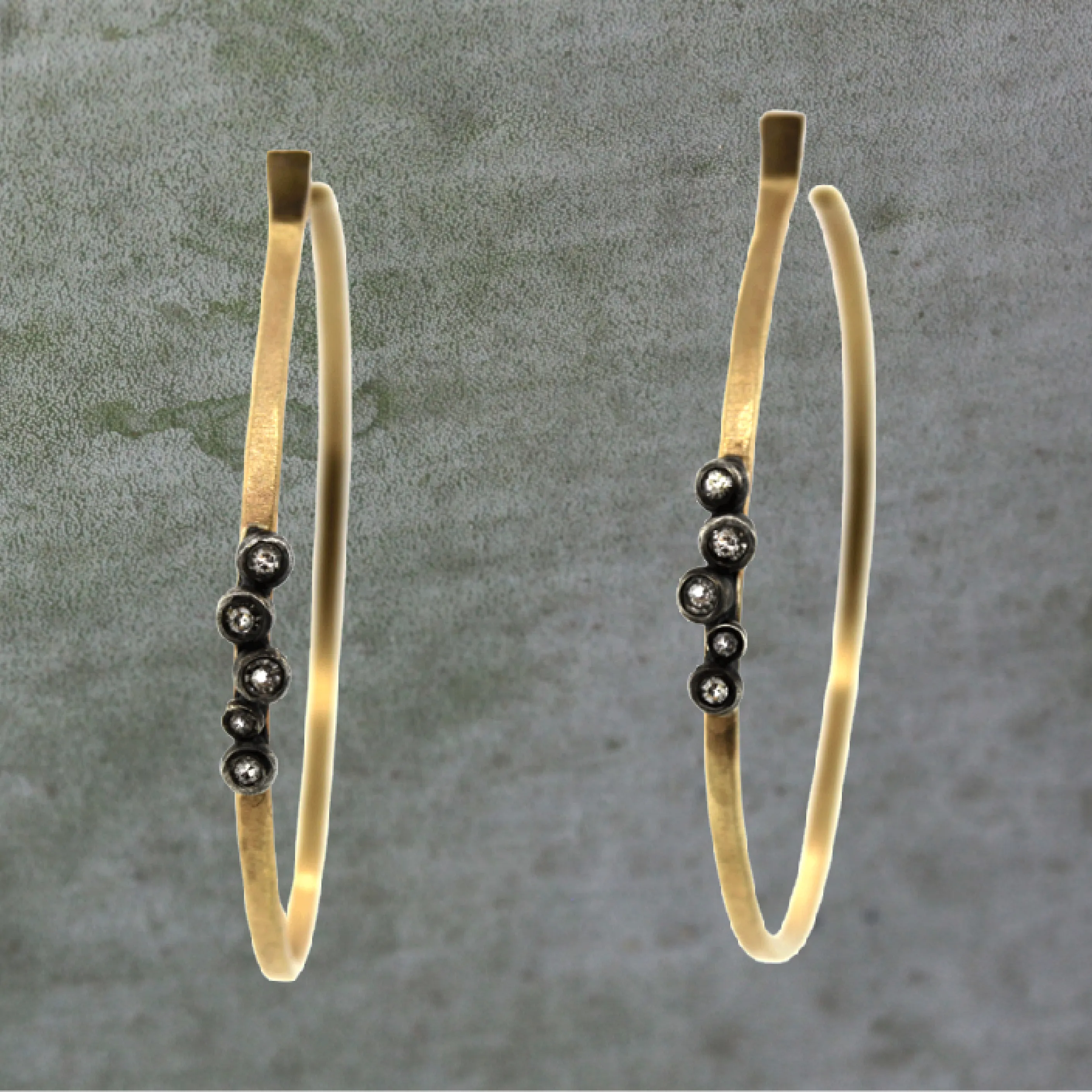 Gold & Diamond Bezel Cluster Hoops