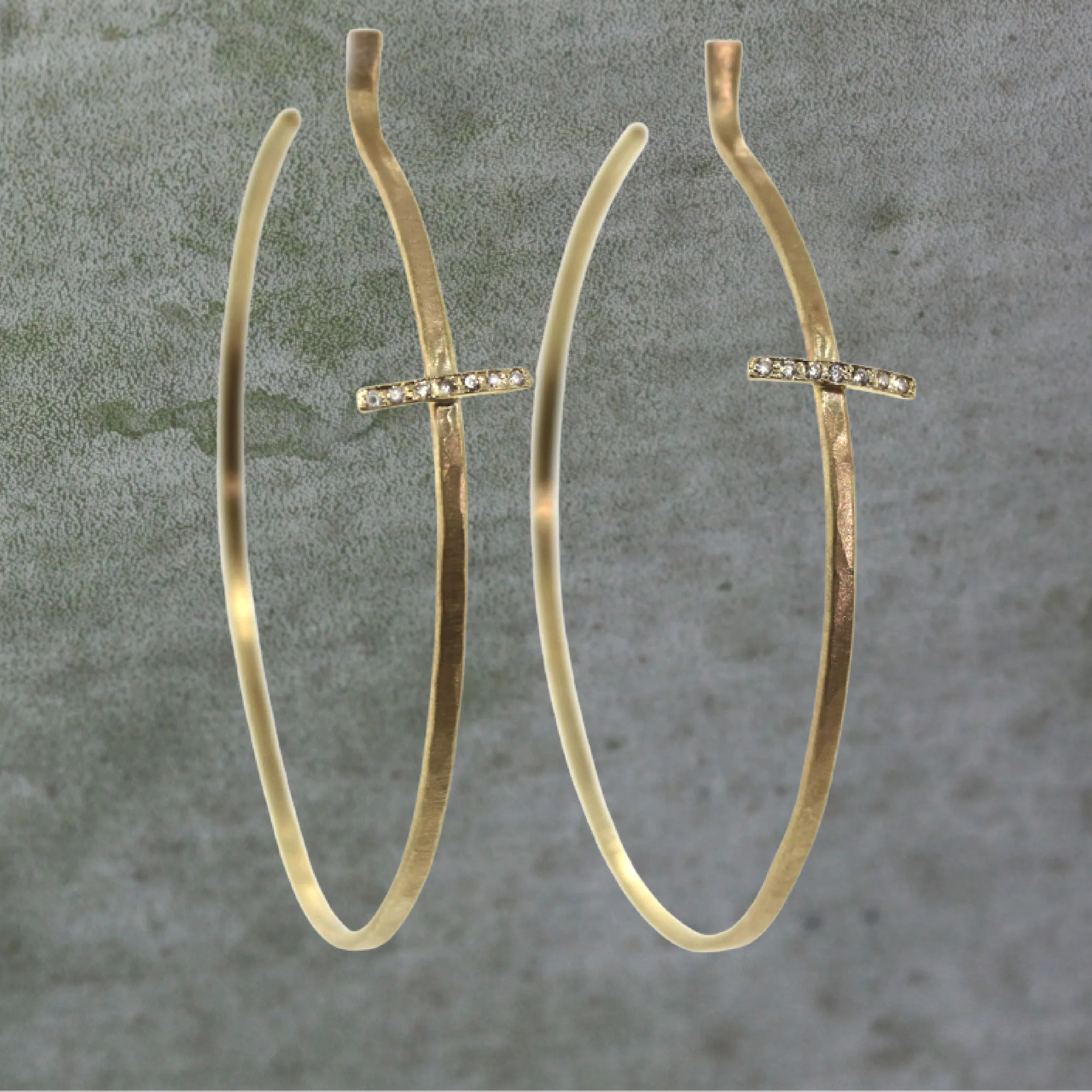 Gold & Diamond Cross Hoops