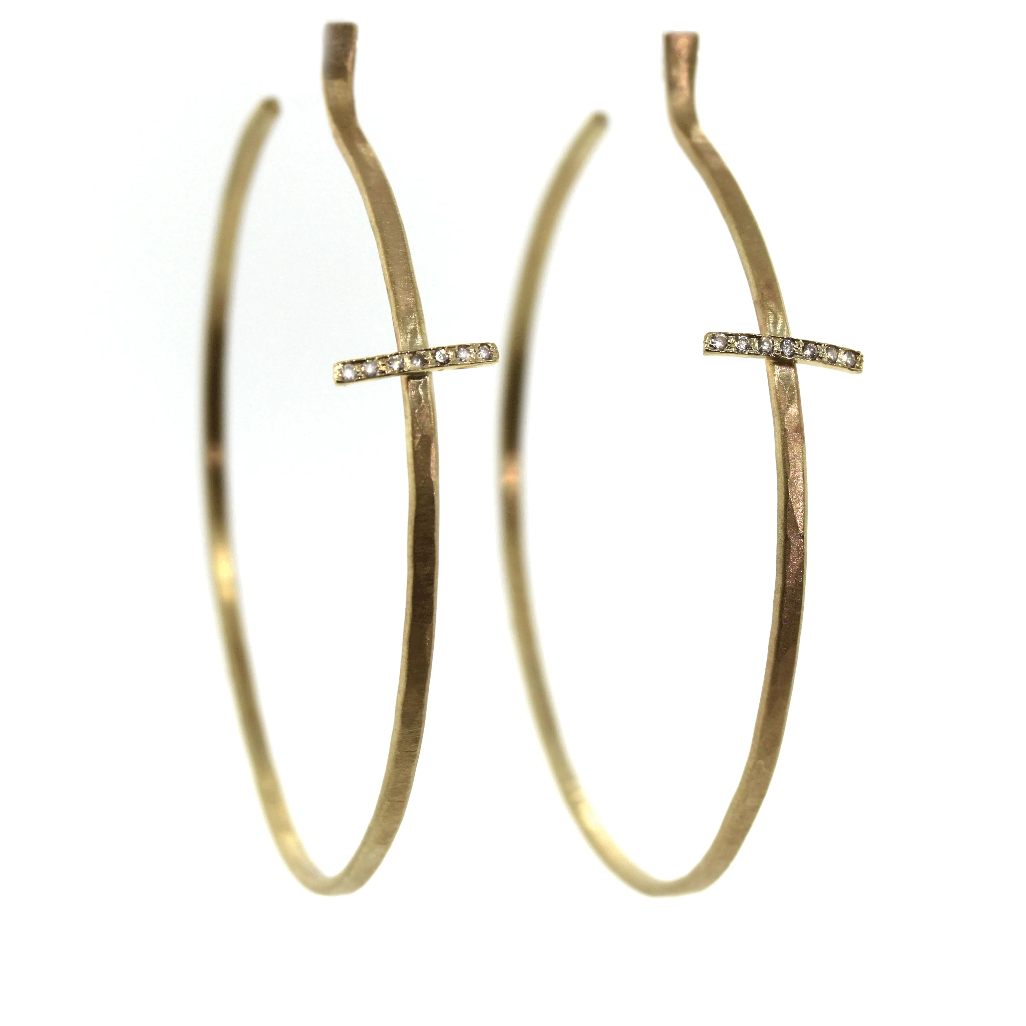 Gold & Diamond Cross Hoops