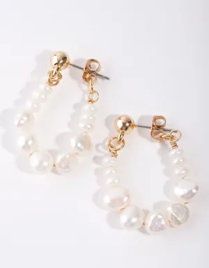 Gold Plated Freshwater Pearl Hoop Earrings