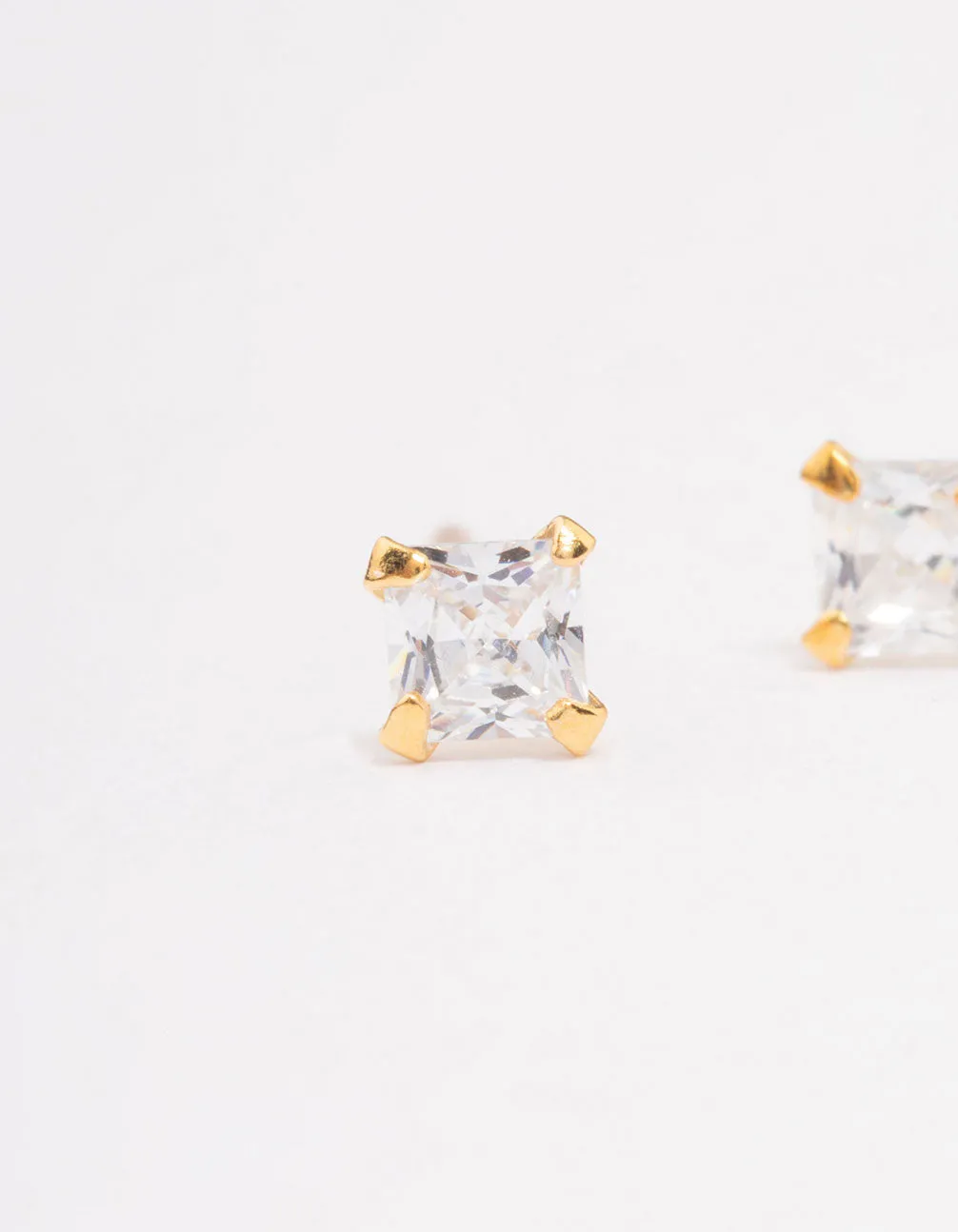 Gold Plated Sterling Silver Baby Pear Cubic Zirconia Stud Earrings