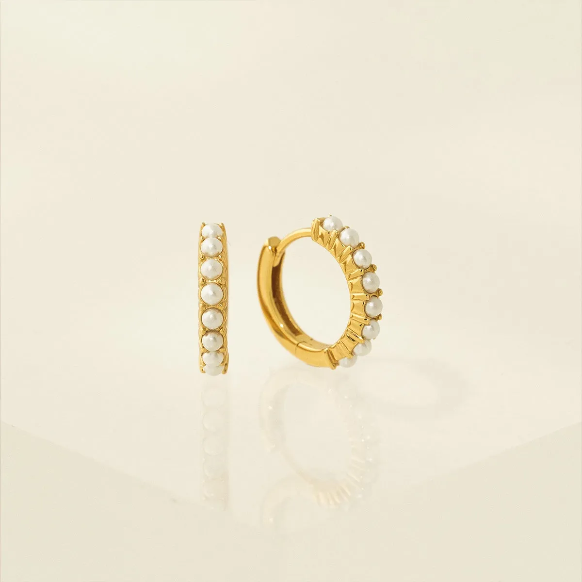 Gold Vermeil 15mm Pearl Hoop Earrings