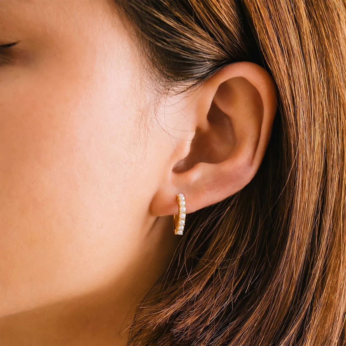 Gold Vermeil 15mm Pearl Hoop Earrings