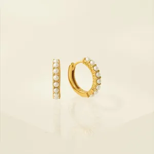 Gold Vermeil 15mm Pearl Hoop Earrings