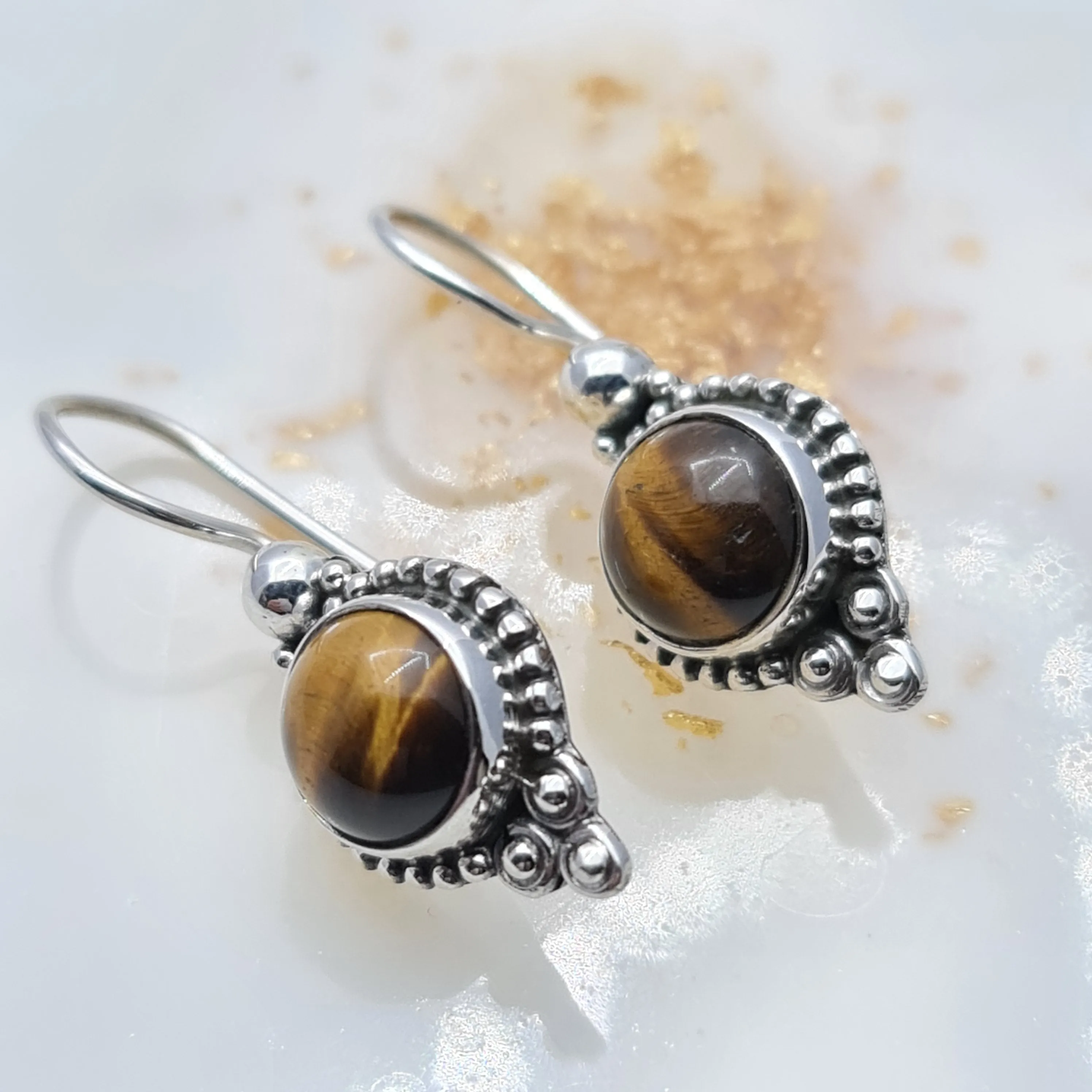 Golden Tigers Eye Boho drop Stone earrings