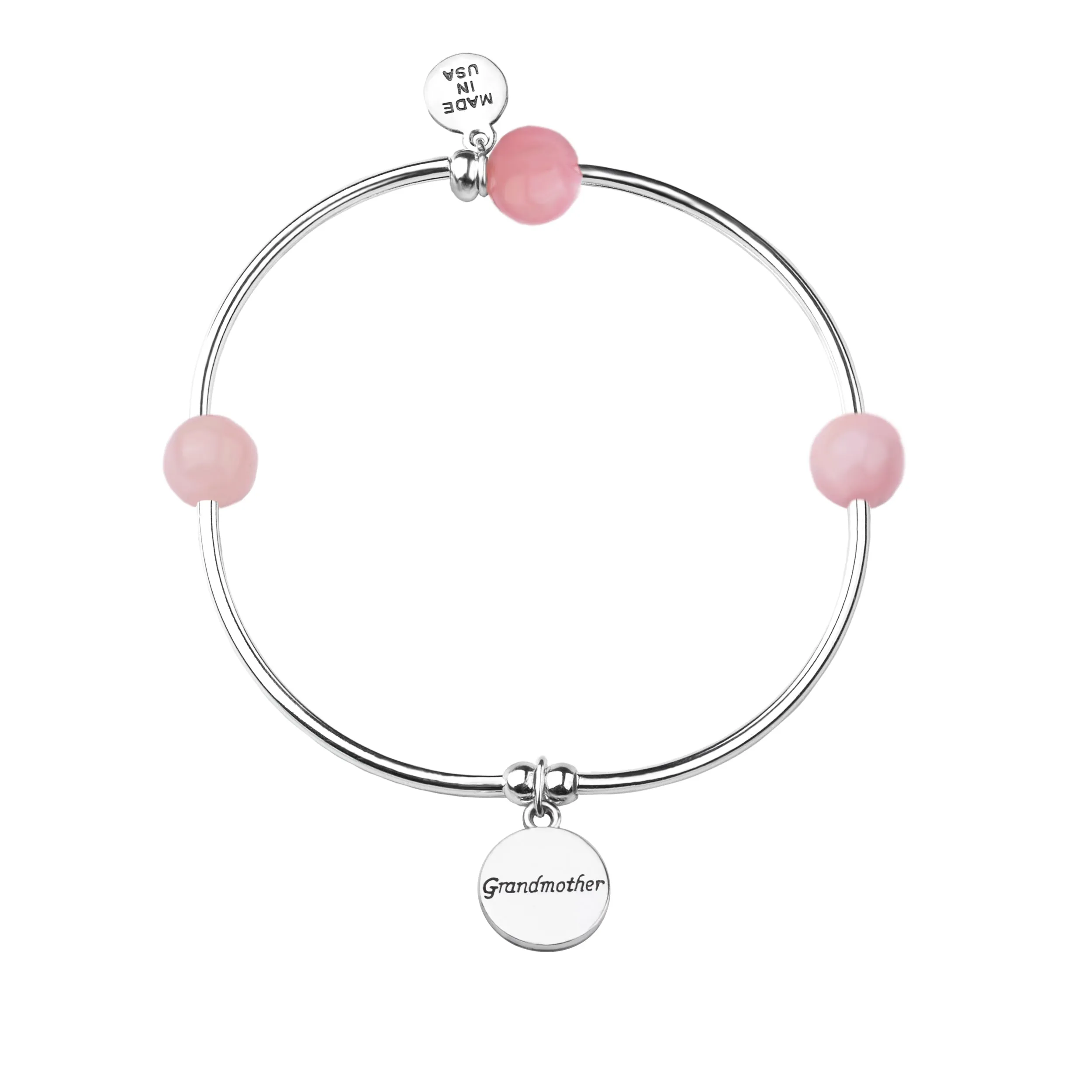 Grandmother | Soft Bangle Charm Bracelet | Rose Quartz