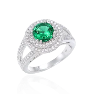 Green Alpinite Double Halo Ring