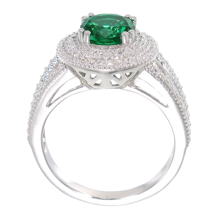 Green Alpinite Double Halo Ring