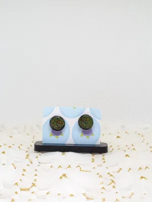 Green Glittery Stud Earrings | Sparkles Collection