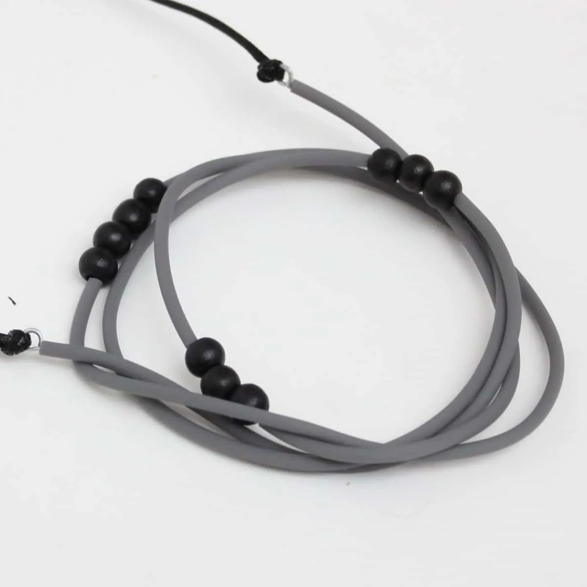 Grey and Black Rubber Tubing Ava Necklace