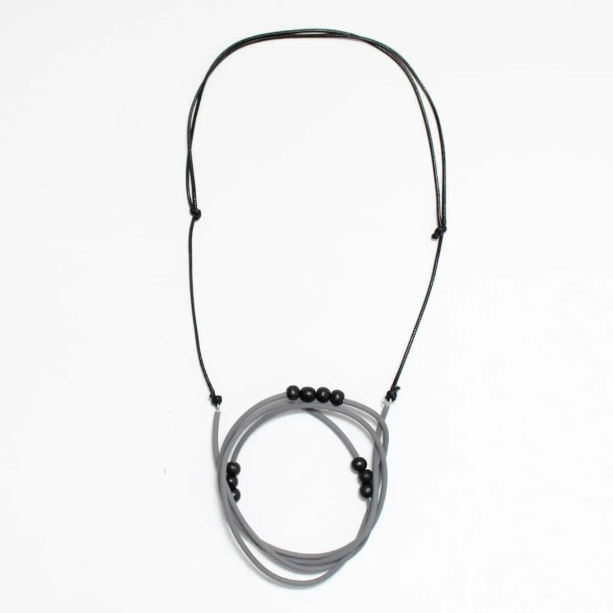 Grey and Black Rubber Tubing Ava Necklace