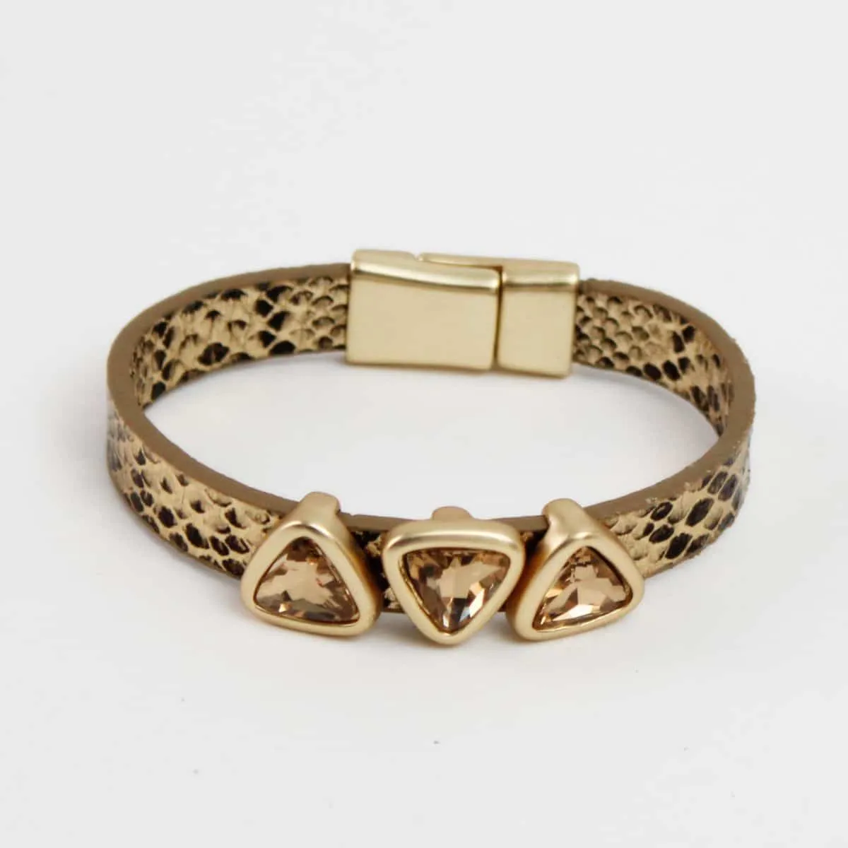 Handcrafted Gold Leather Bracelet by Sylca