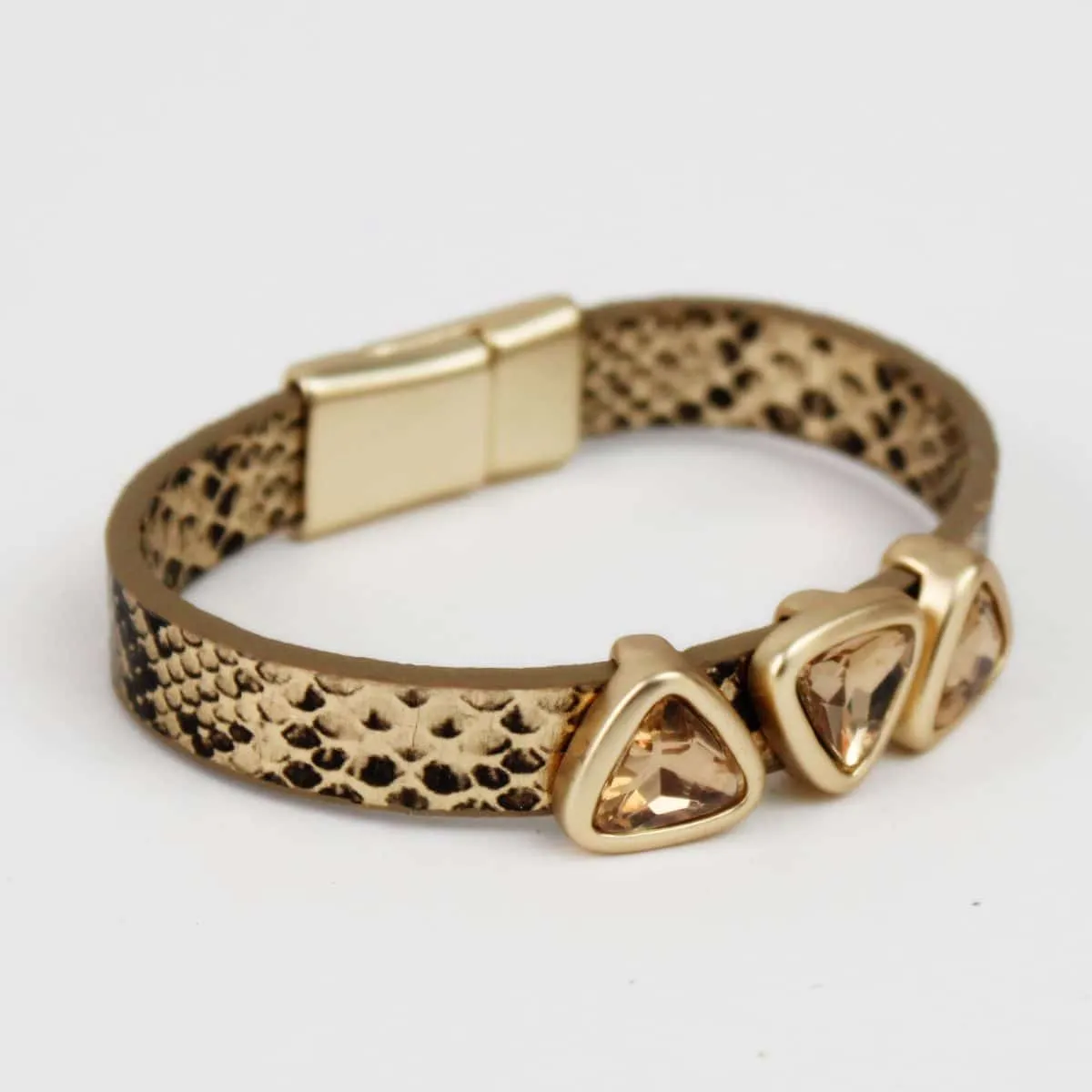 Handcrafted Gold Leather Bracelet by Sylca