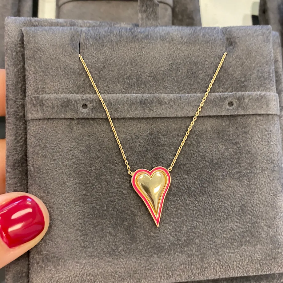 Helium Enamel Outline Heart Necklace