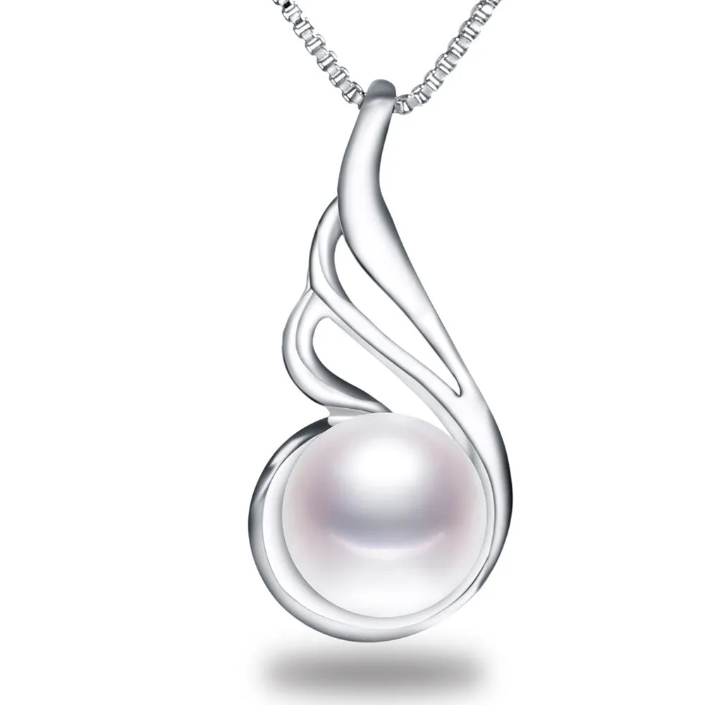 High quality black pearl jewelry Hot selling 18k white gold plated pendant necklace 45cm chain