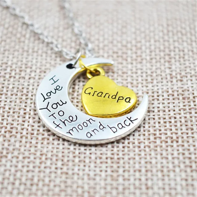 I Love You To The Moon And Back Silver Necklace Vintage Family Necklaces Pendants Fashion Women Jewelry Mom Christmas Gift