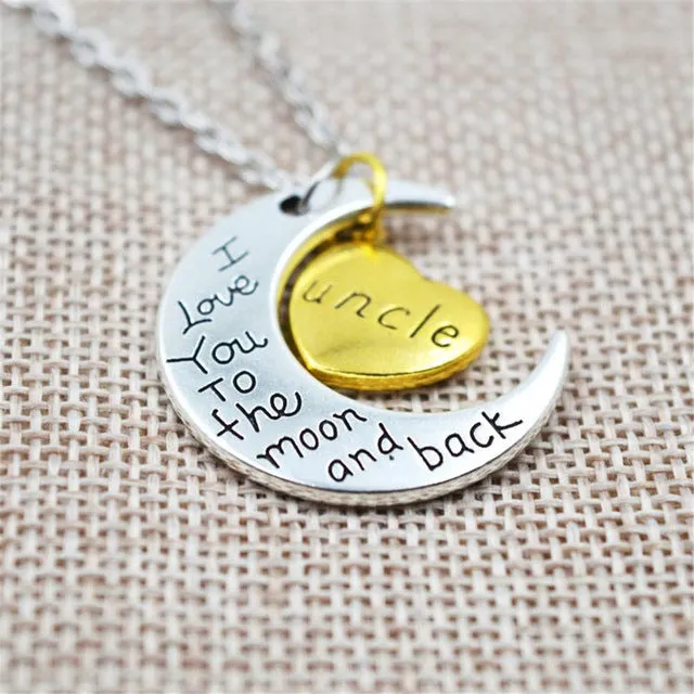 I Love You To The Moon And Back Silver Necklace Vintage Family Necklaces Pendants Fashion Women Jewelry Mom Christmas Gift