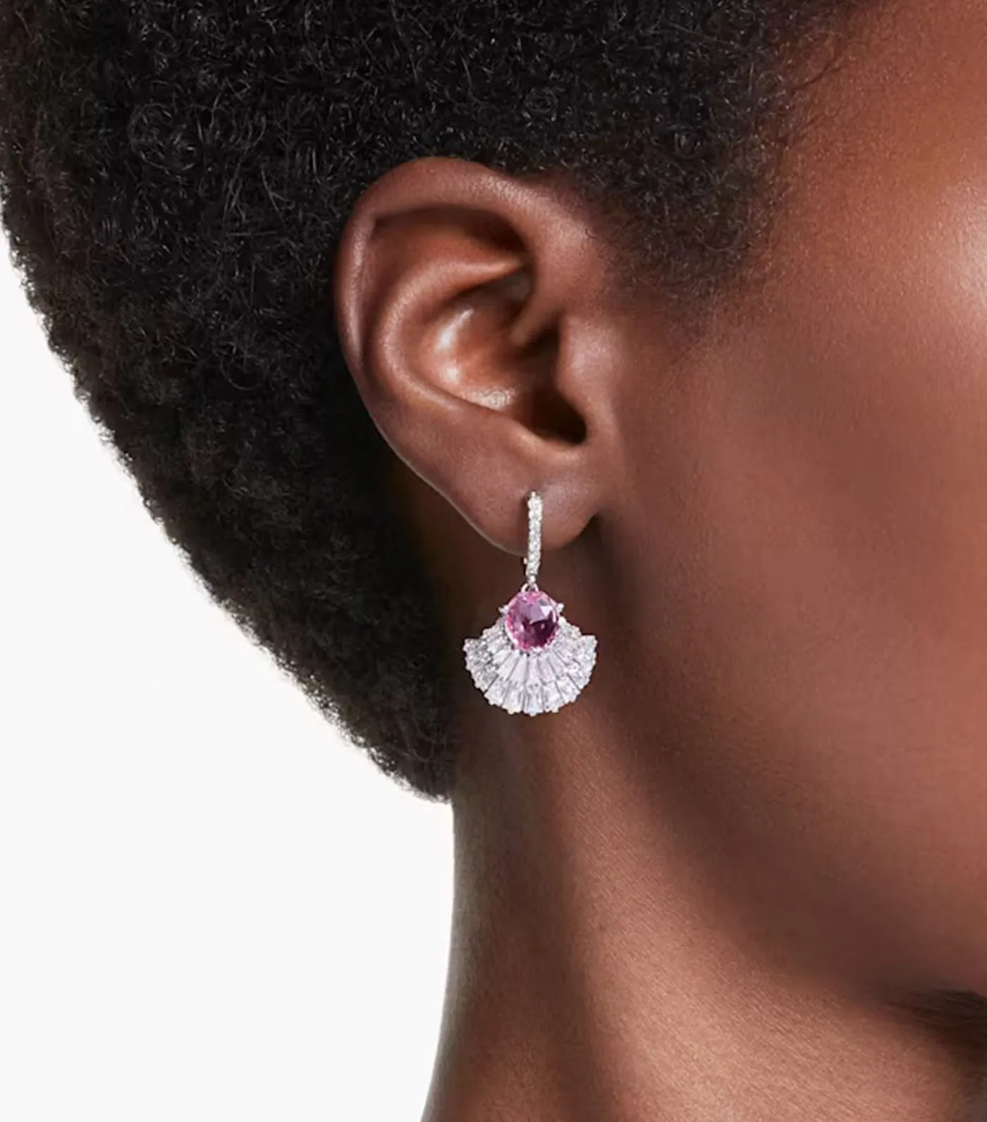 Idyllia Drop Earrings Shell, Pink, Rhodium Plated