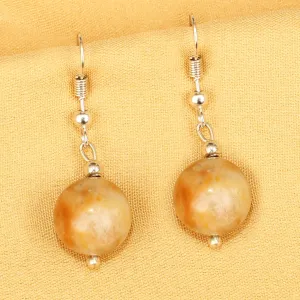 Imeora  Yellow Jasper 12mm Natural Stone Earrings